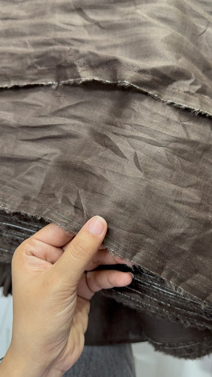 Buy Pure Linen Premium Collection Solid Chocolate Brown Fabric