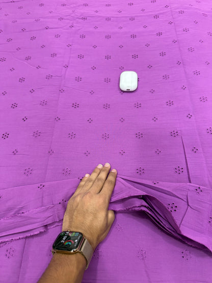 Buy Premium Cotton Cambric Schiffli Orchid Dot Fabric