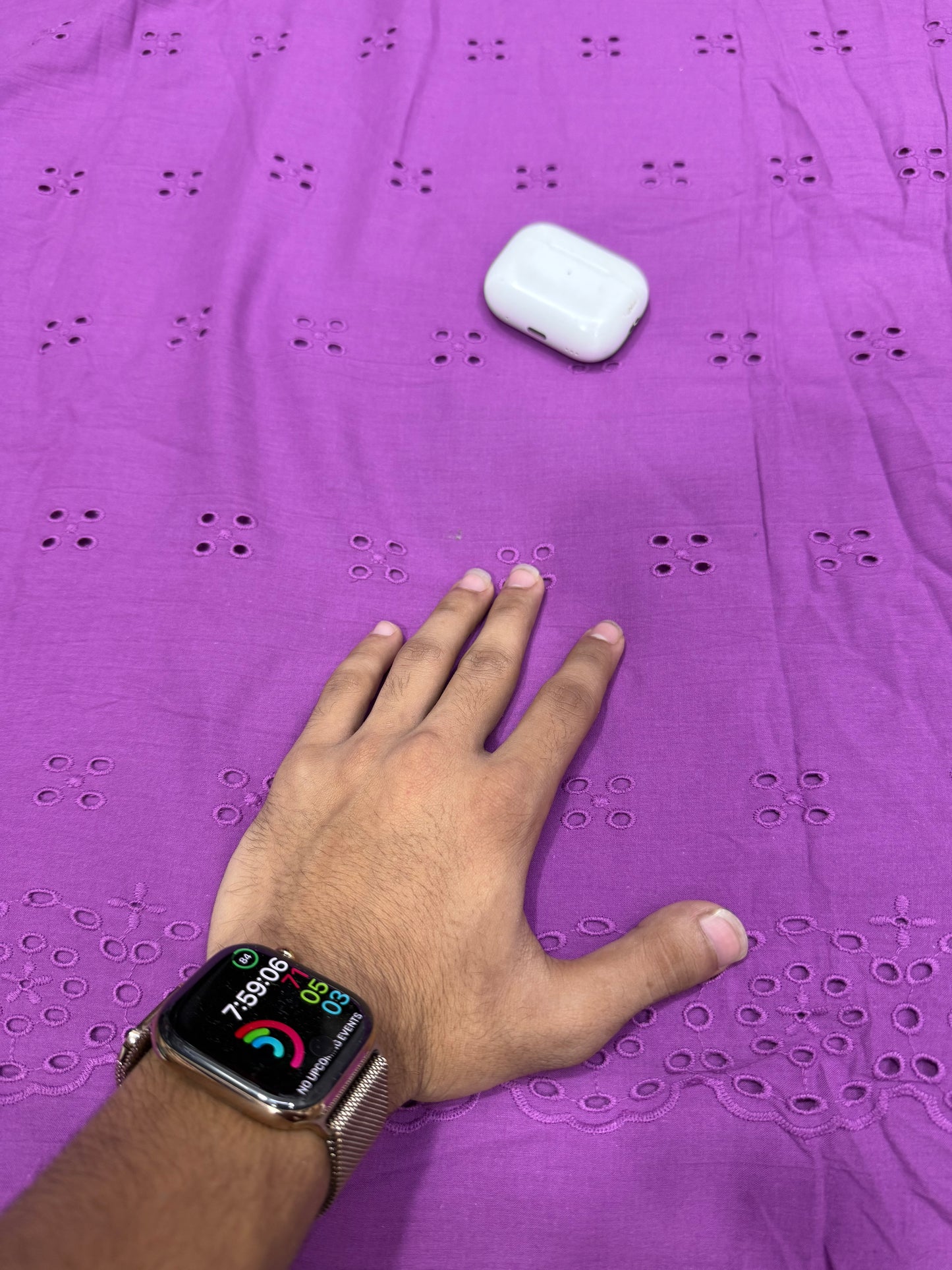 Buy Premium Cotton Cambric Schiffli Purple Confetti Fabric