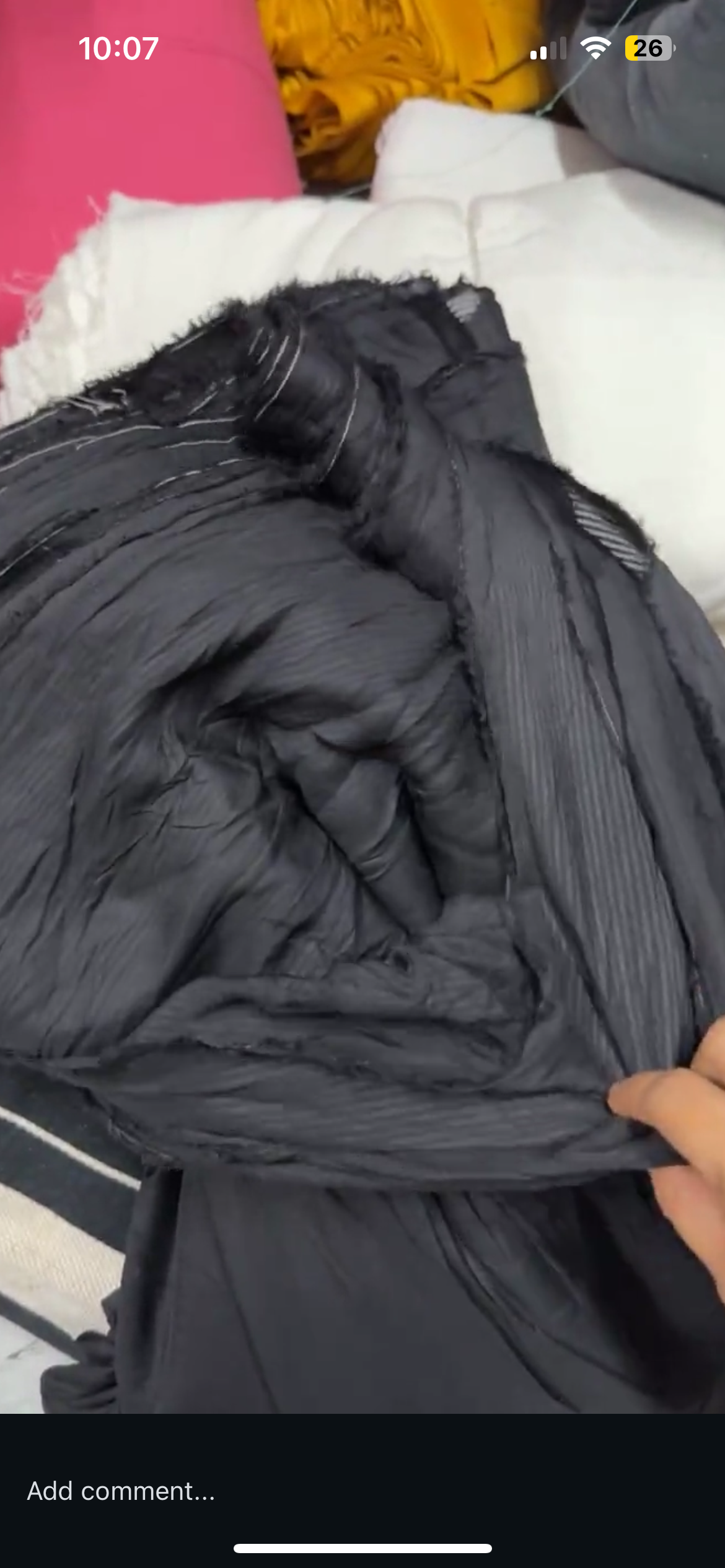 Rayon Solid Black Crepe Stripe Fabric - MAF 