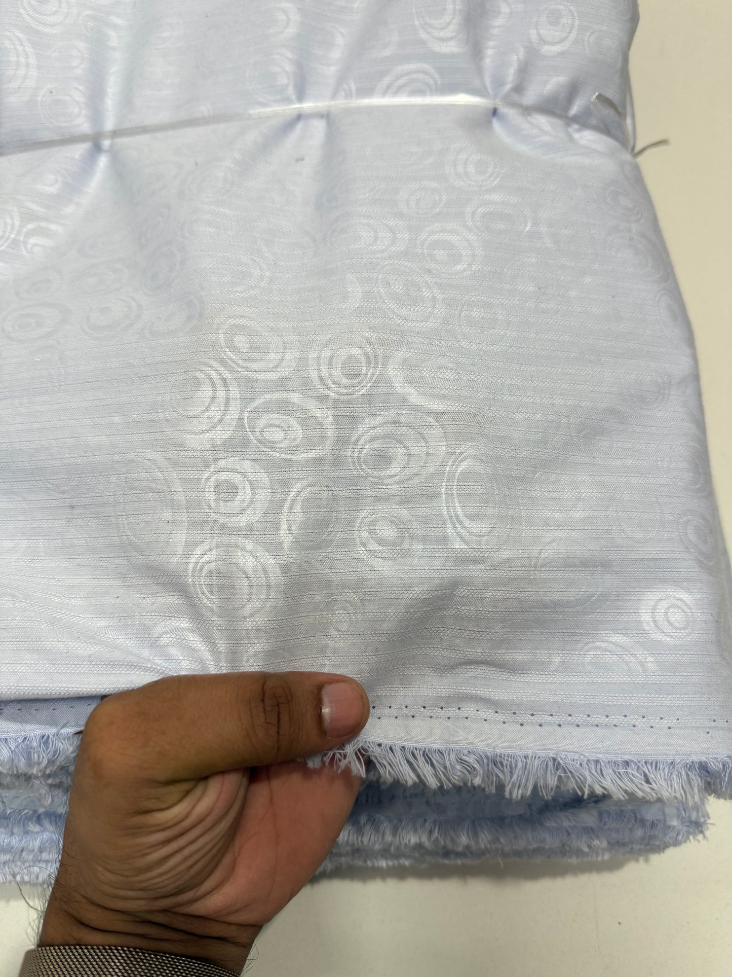 Buy Shirting Poplin Baby Blue Self Dobby Multi Oval Fabric - MAF 