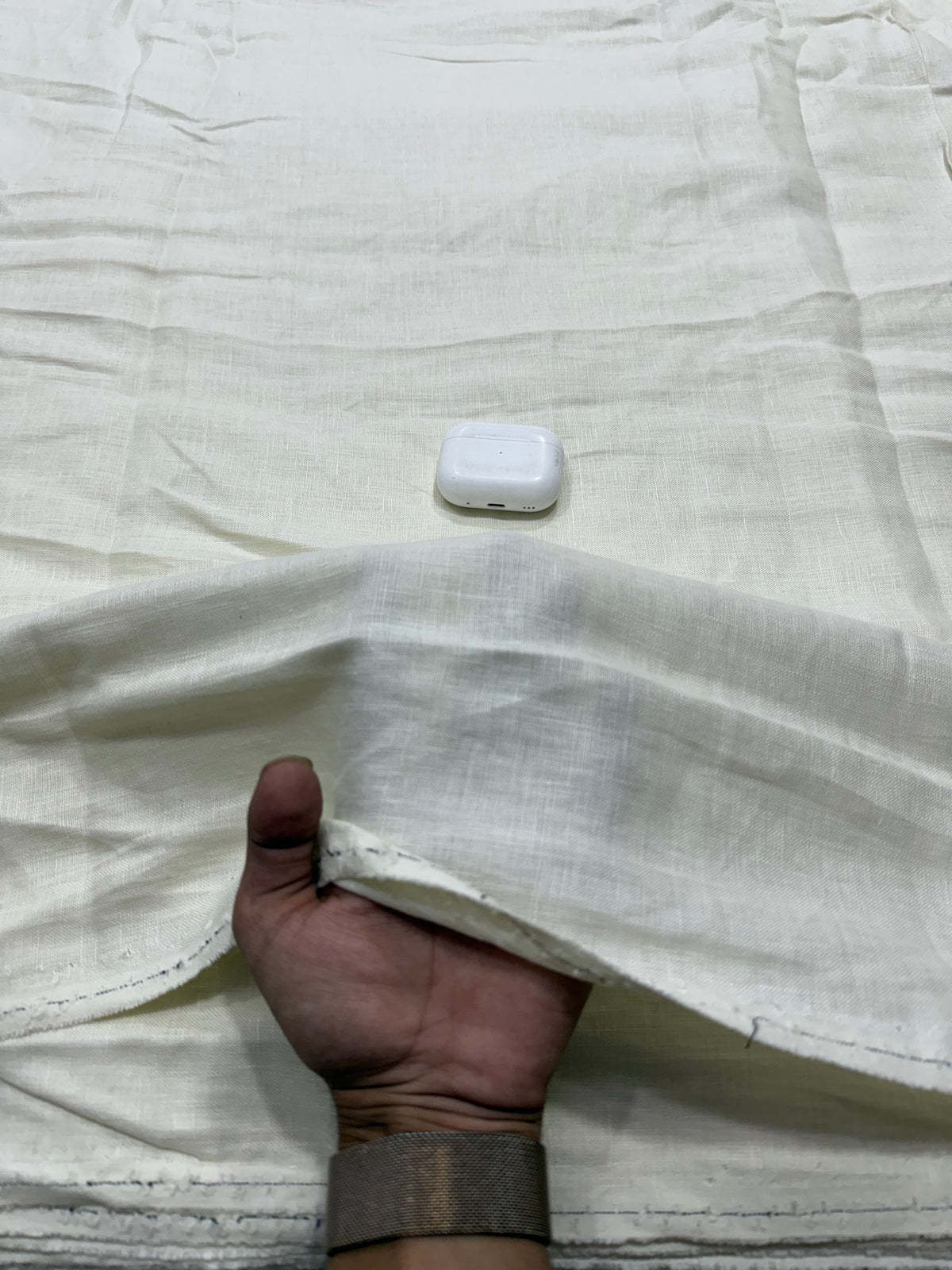 Buy Imported 100% Pure Linen Off White Solid Beige Fabric