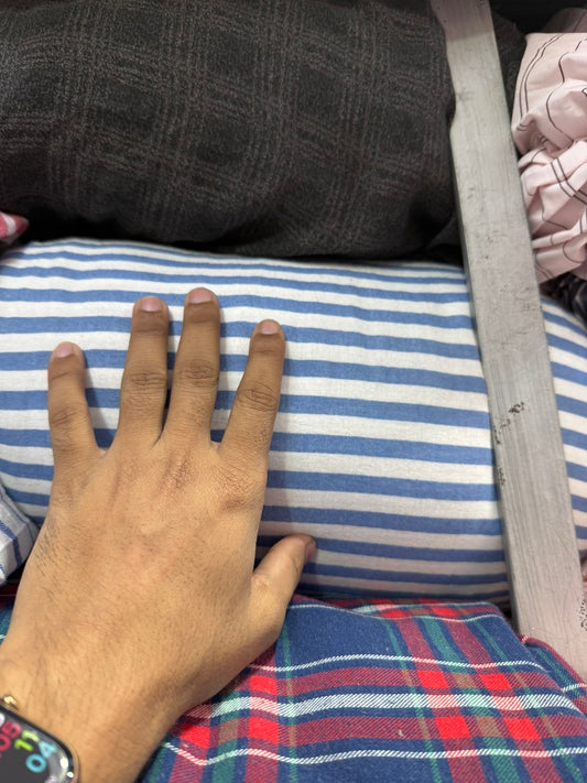 Buy Premium Cotton Double Cloth Blue Stripe Print