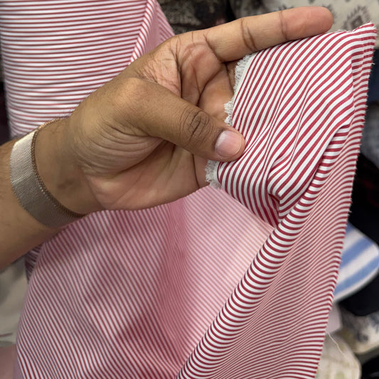 Buy Arvind Mill Poplin Wine Stripes Fabric