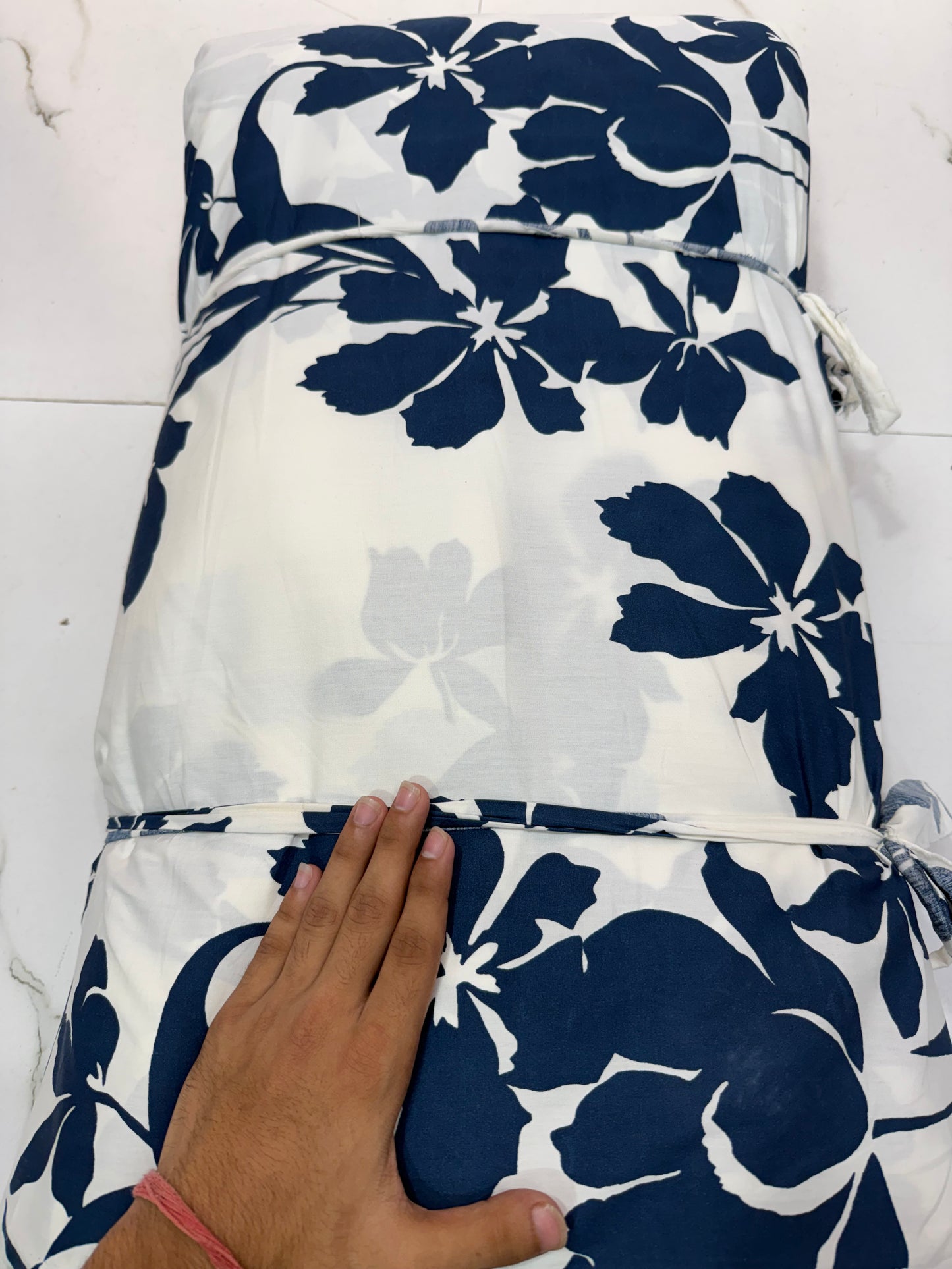 Buy Cotton Poplin Blue Flower Printed Fabric