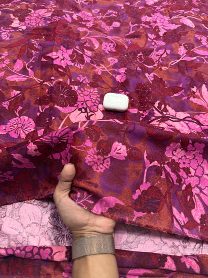 Buy Printed Corduroy Wine Purple Floral Print Fabric