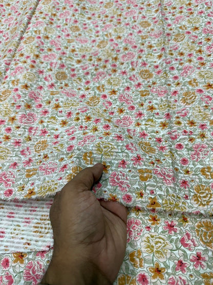 Buy Soft Cotton Seersucker Jacobean Printed Fabric