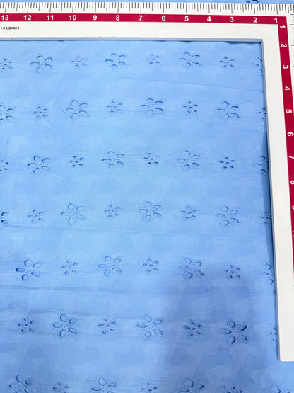 Buy Cotton Hakoba Dust  Blue Leafy Joined Flower Embroidery Fabric