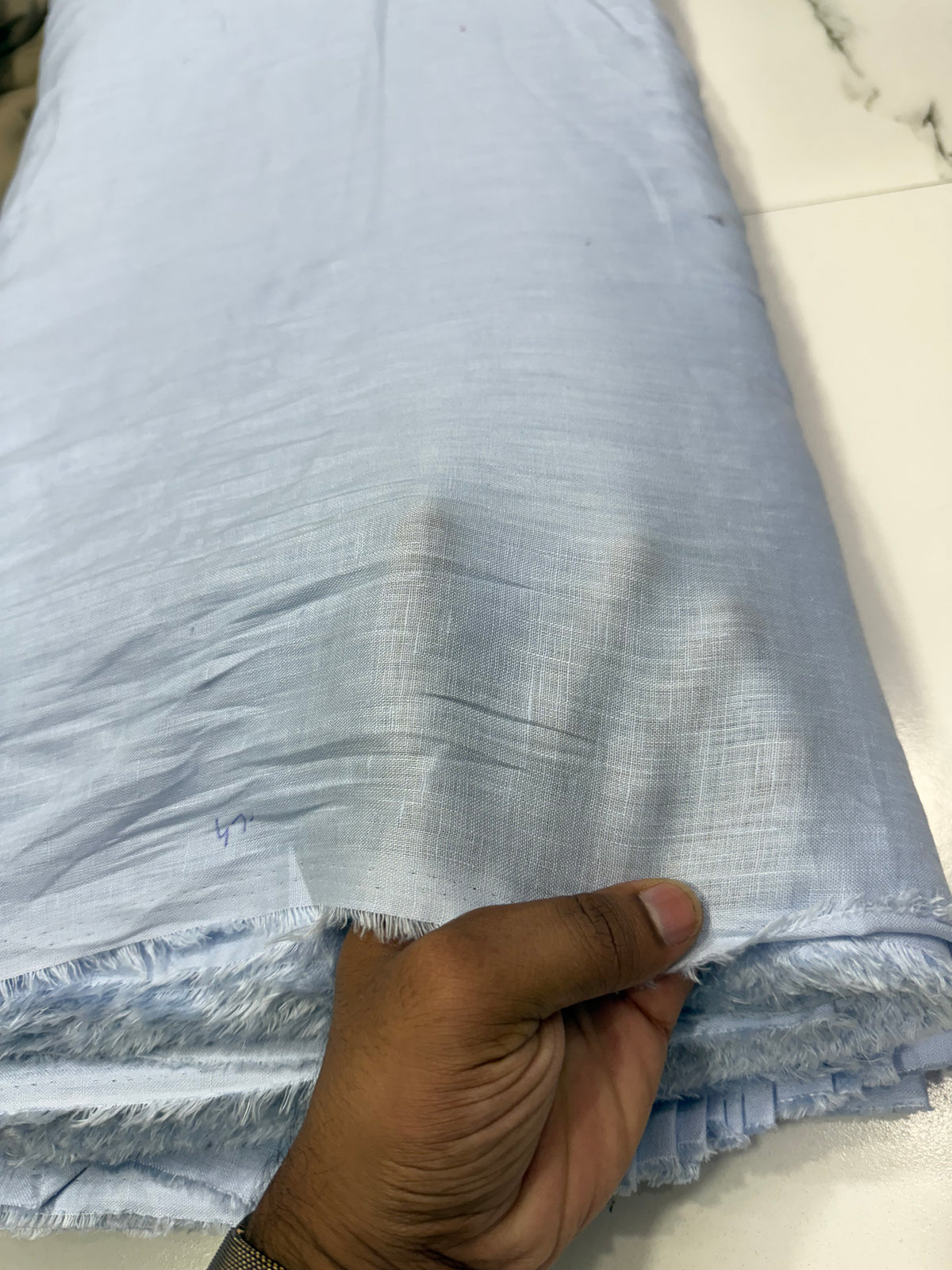 Buy Imported 100% Linen Baby Blue Colour
