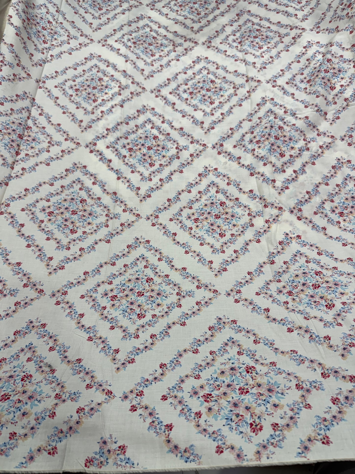 Buy Cotton Poplin Diamond Floral Printed Fabric