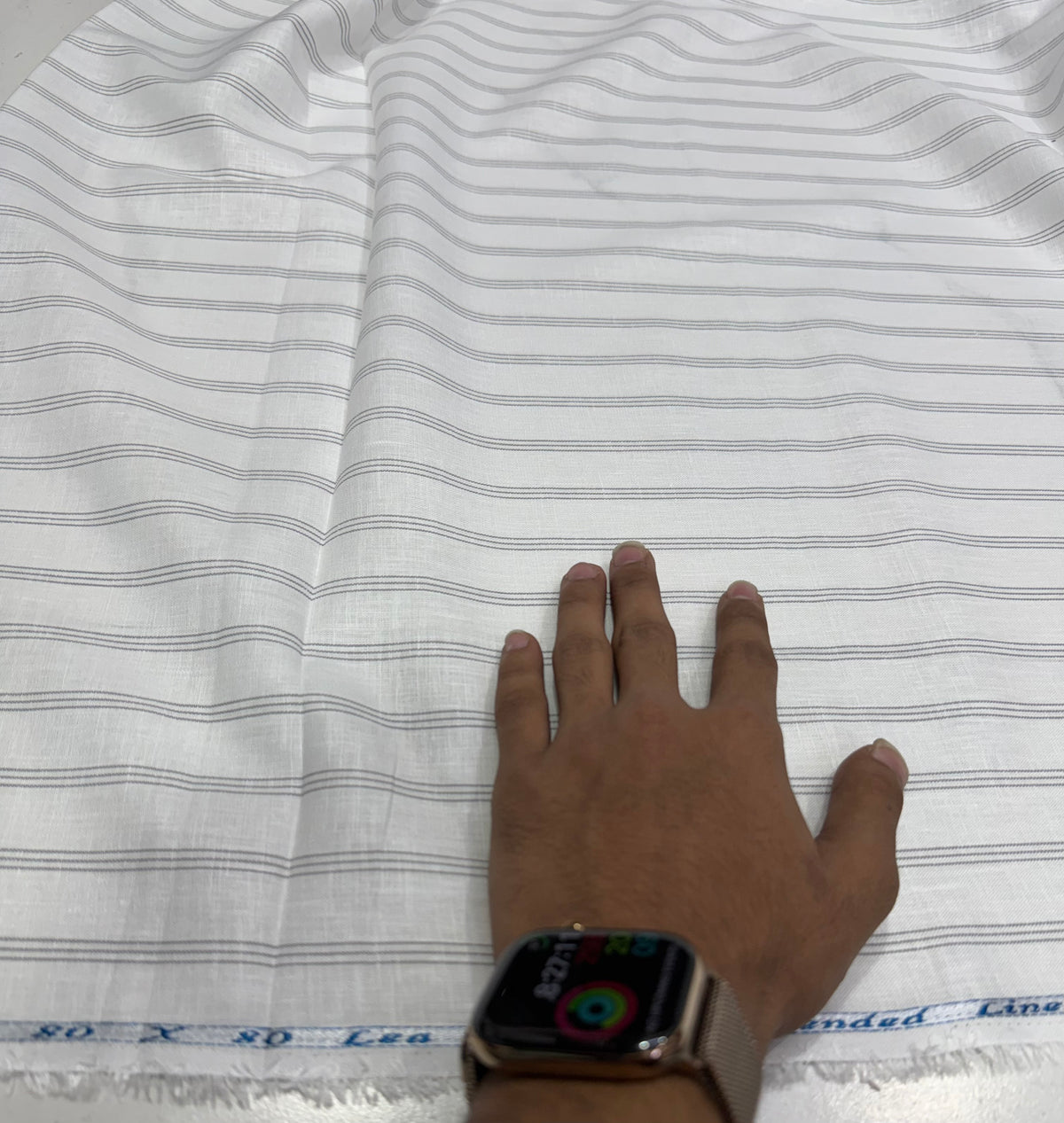 Buy 80 Lea Premium Linen White Black Stripe Fabric