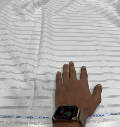 Buy 80 Lea Premium Linen White Black Stripe Fabric