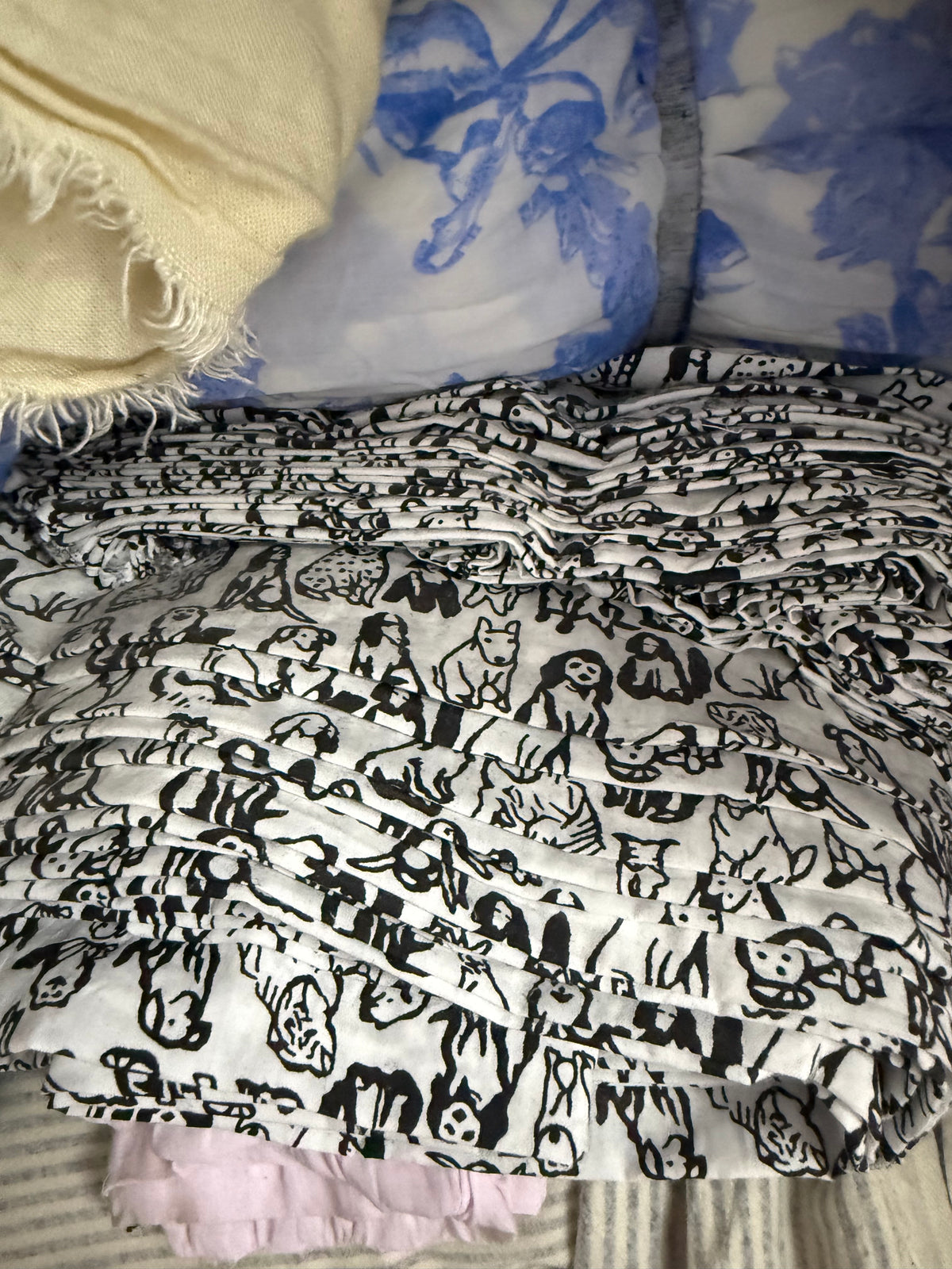 Buy Premium Cotton Print Black White Animal Doodle Fabric