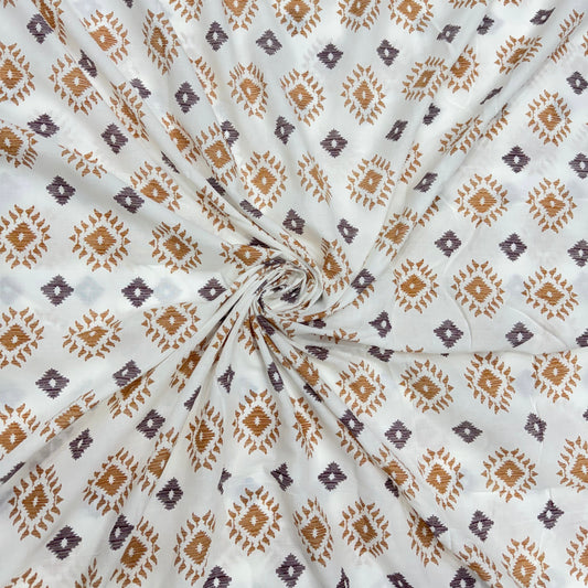 Buy Fine Premium Mul Cotton Nude Diamond Block Fabric - MAF 