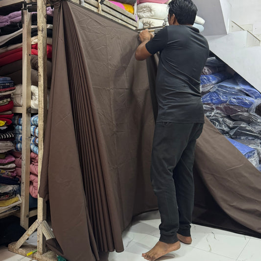 Buy Solid Chocolate Brown Pure Cotton Poplin Satin - MAF 