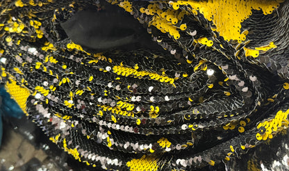 Buy Sequins Black Yellow Multitone Fabric