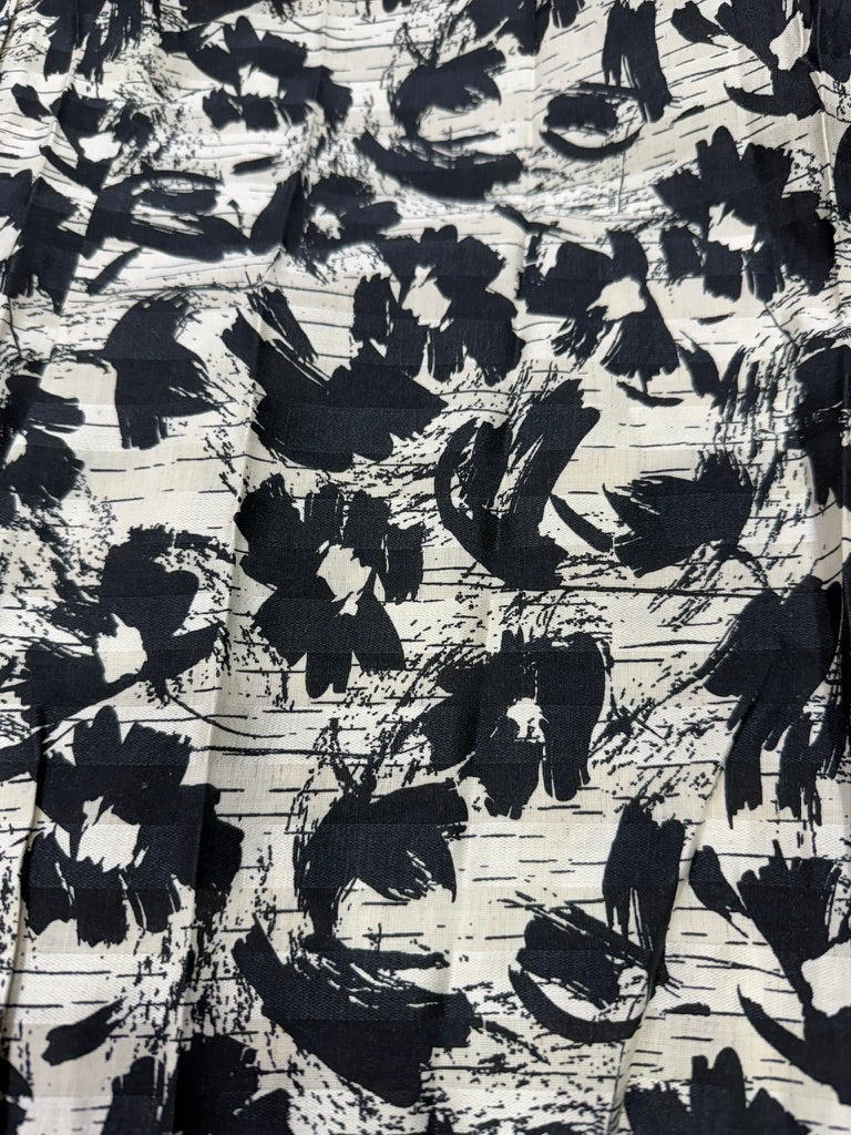 Buy Cotton Poplin Stripe Line Art Base Black Floral Printed Fabric