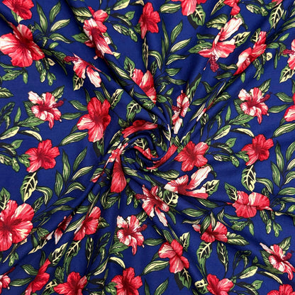 Buy Premium Rayon Hibiscus Printed Fabric - MAF 