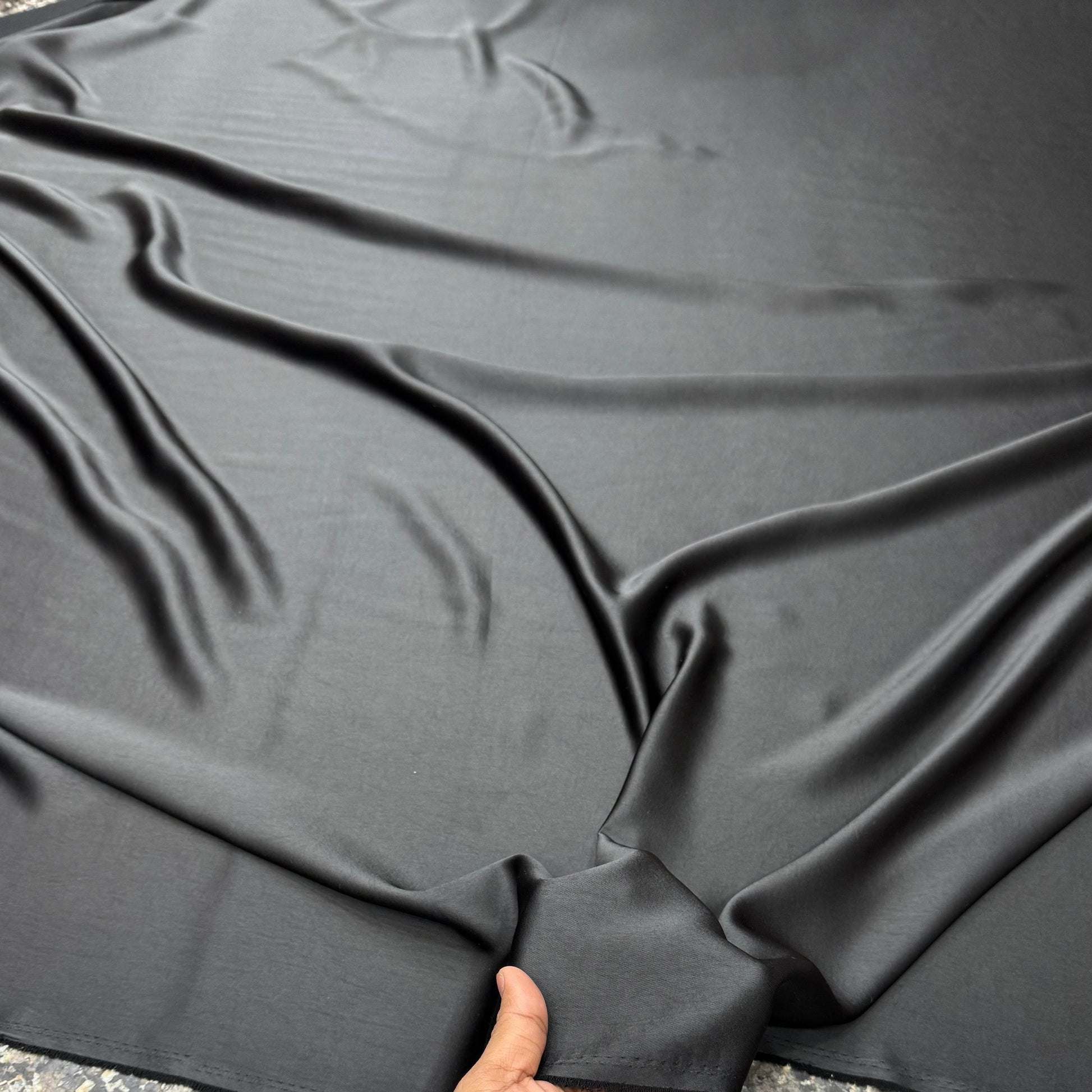 Buy Viscose Italian Silk Solid Black - MAF 