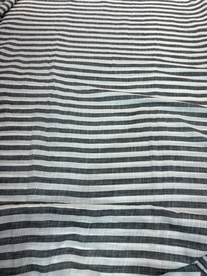 Buy Premium Cotton Linen Charcoal Grey Broad Stripe Fabric