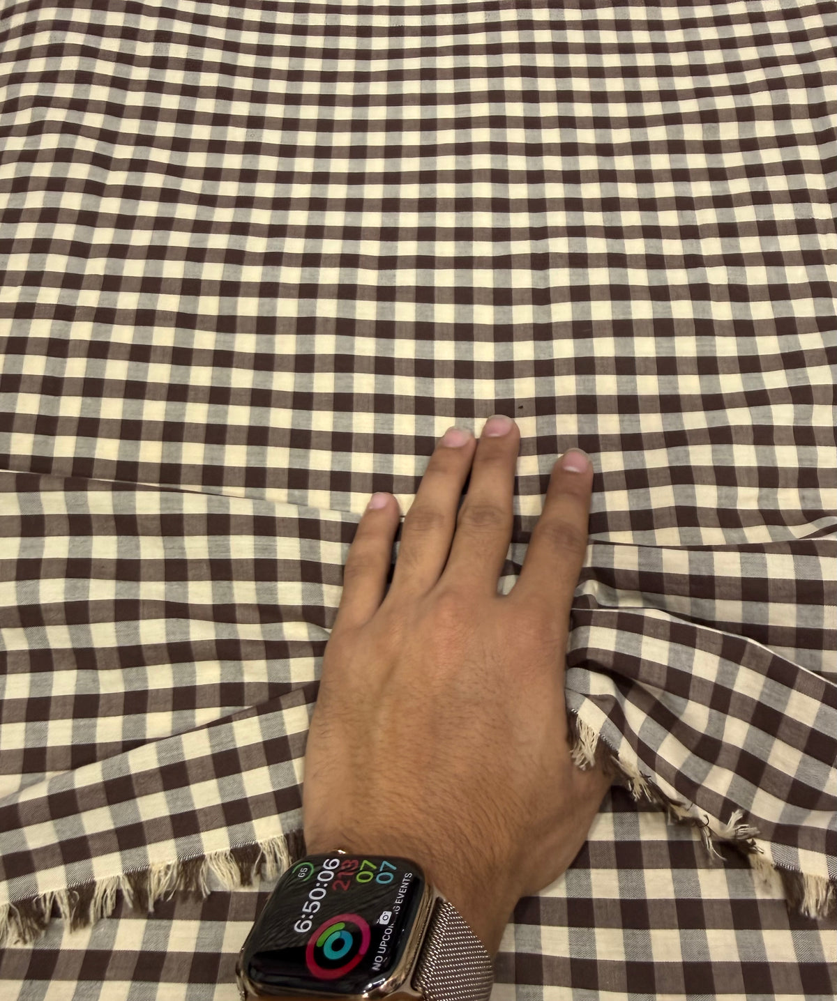 Buy Premium Cotton Yarn-Dyed Espresso Cream Gingham Check Fabric