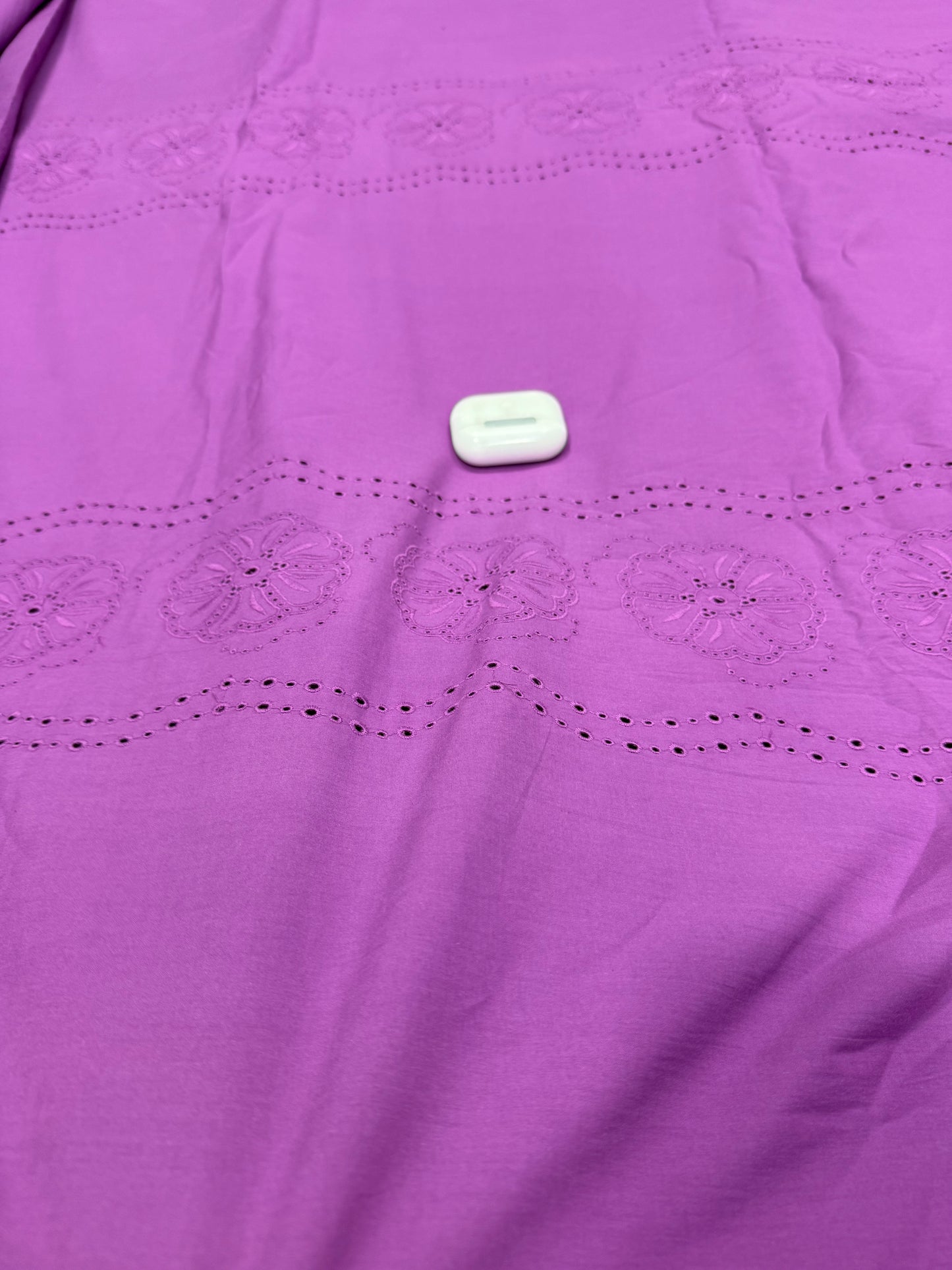 Buy Premium Cotton Cambric Schiffli Mauve Daisy Fabric