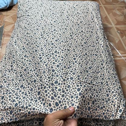 Buy Cotton Slub Retro Beige Flower Printed Fabric - MAF 