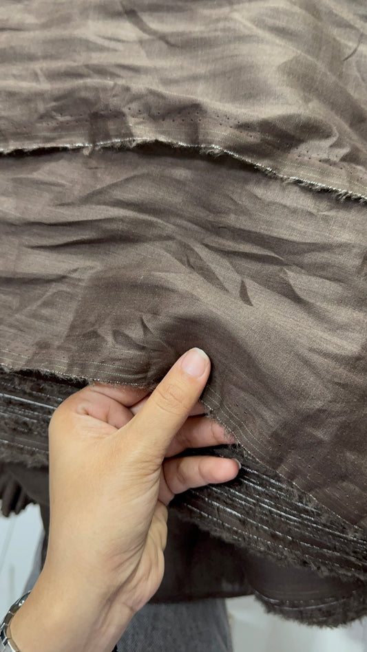 Buy Pure Linen Premium Collection Solid Chocolate Brown Fabric