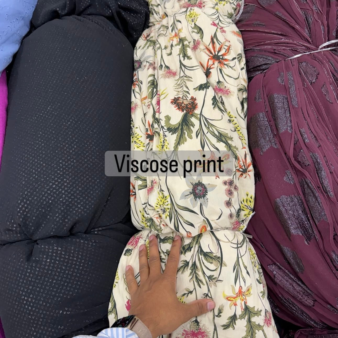 Buy Premium Viscose Nude Base Aesthetic Floral Printed Fabric