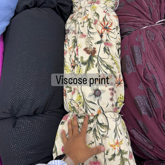 Buy Premium Viscose Nude Base Aesthetic Floral Printed Fabric