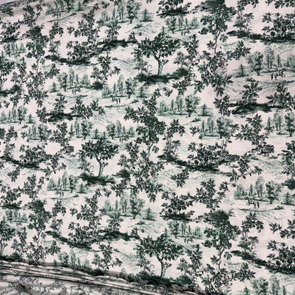 Buy 50s Poplin Toile Green Black Printed Fabric