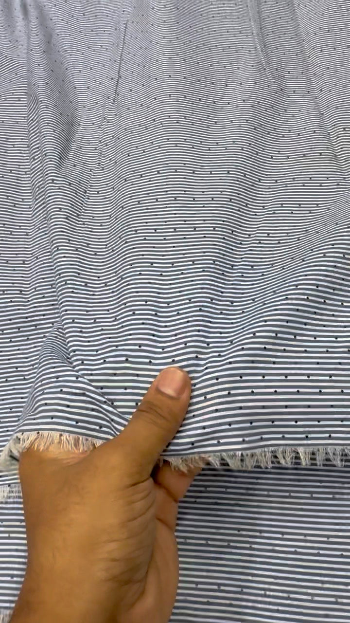 Buy Cotton Poplin Blue Stripe Polki Both Printed Fabric