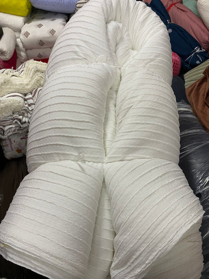 Buy Poly Viscose Stripes Trendy White Fabric