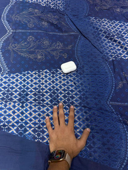 Buy Cotton Cambric Navy Diamond Trellis Floral Embroidery Print Fabric