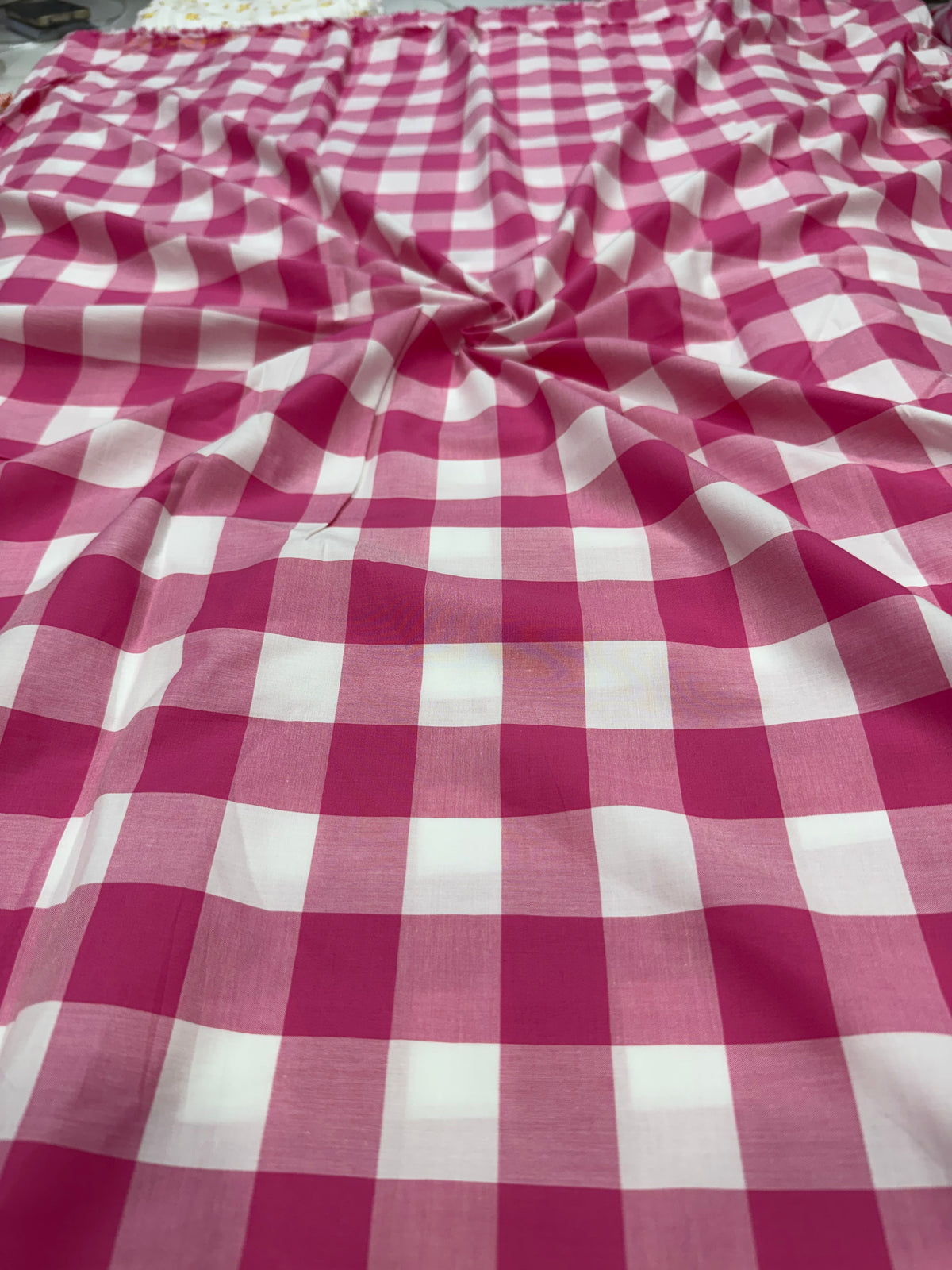 Buy Cotton Slub Dark Pink White Broad Check Fabric