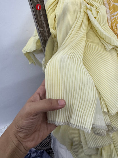 Georgette Pleated Baby Yellow Georgette Fabric