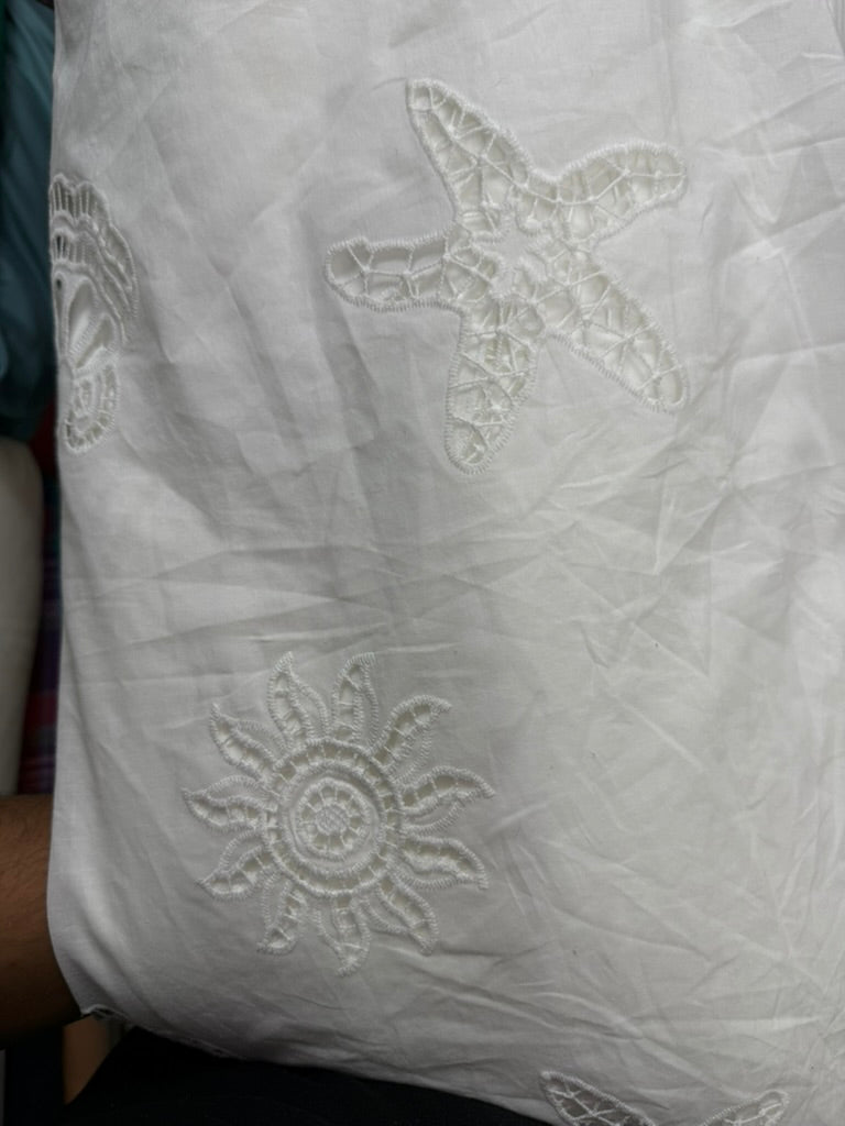 Buy White Dyeable Cotton Hakoba Starfish Embroidery Design