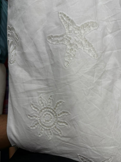 Buy White Dyeable Cotton Hakoba Starfish Embroidery Design