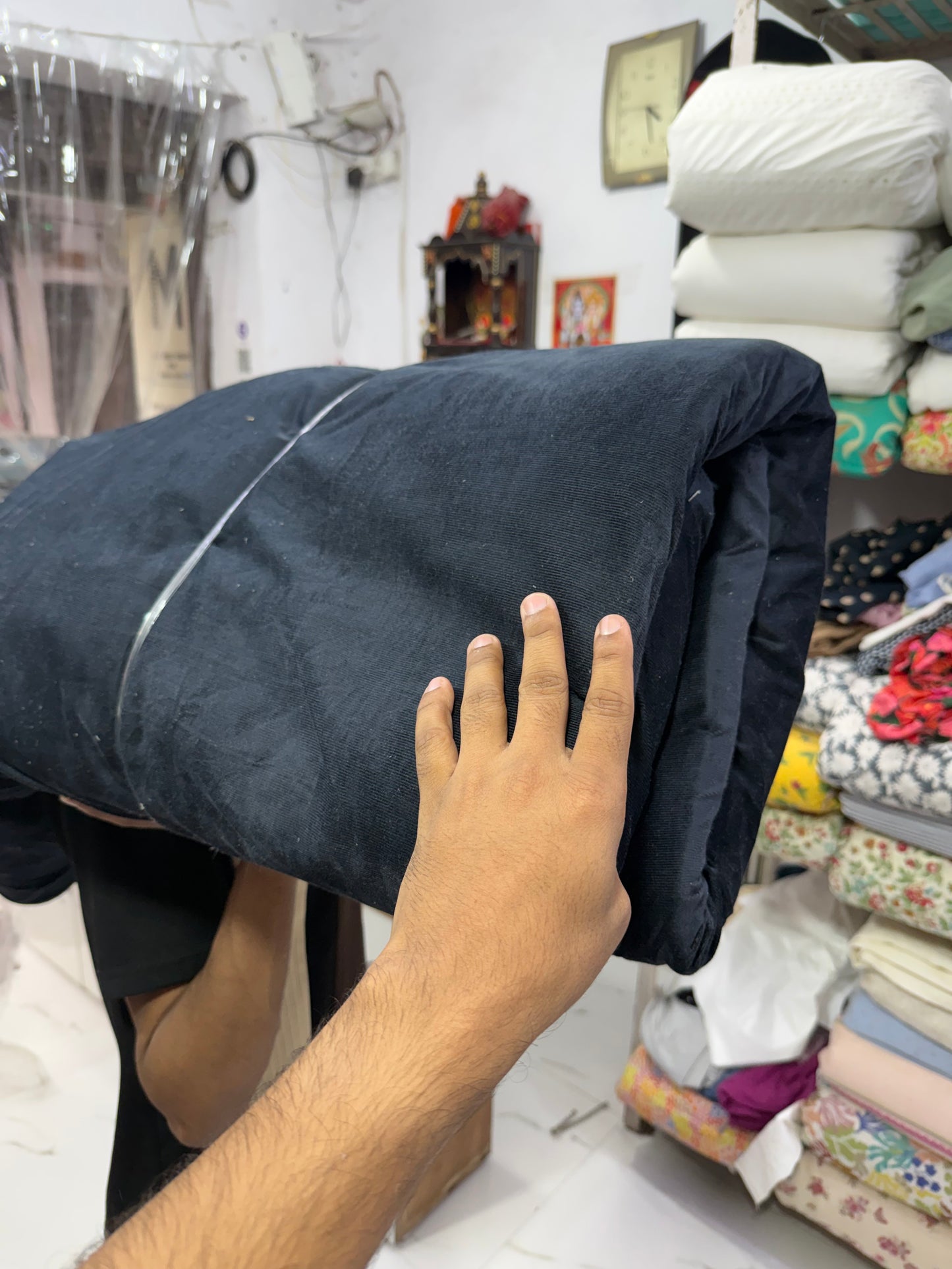 Buy Corduroy Solid Navy Blue Fabric (21 Wale)