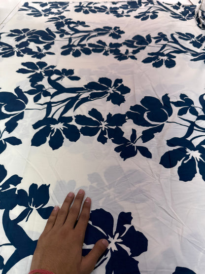 Buy Cotton Poplin Blue Flower Printed Fabric