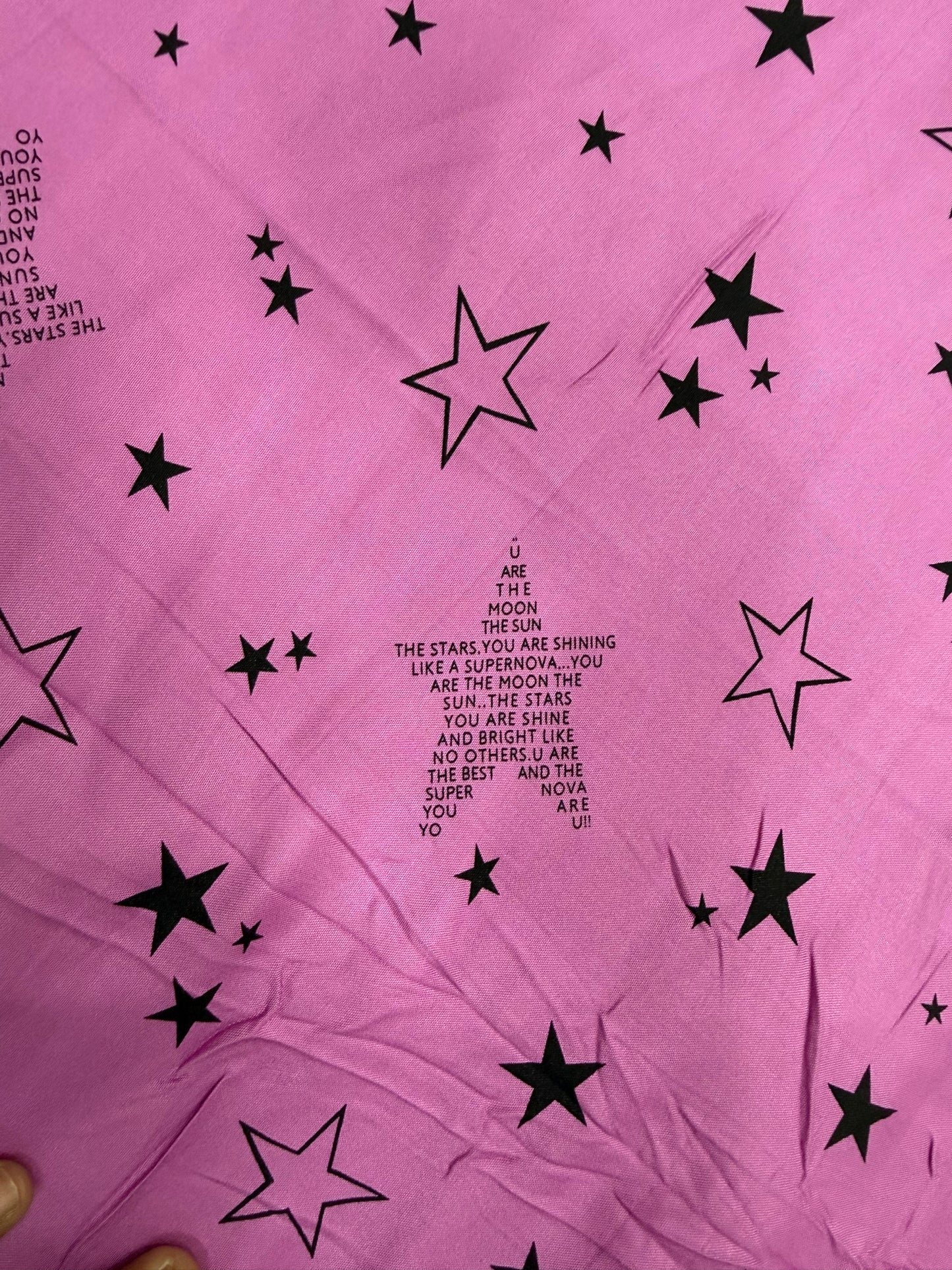 Buy Viscose Modal Star Words Printed Pink Base Fabric