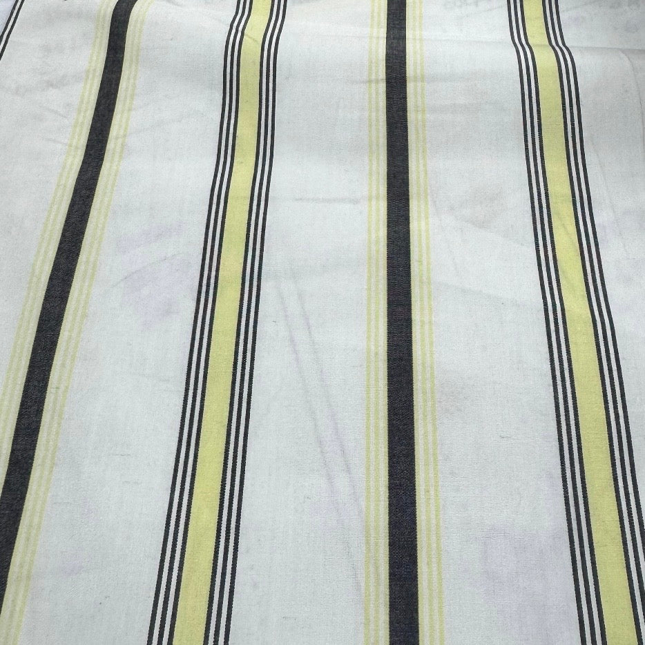 Buy Organic Yarn Dyed Black Green Stripes Printed Fabric