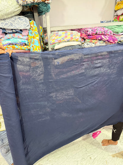 Buy Lab Certified Pure Linen Solid Navy Blue Premium Fabric