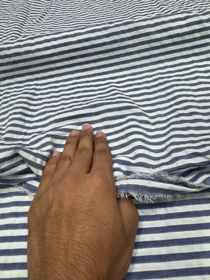 Buy Premium Seersucker Grey Blue Stripe Fabric