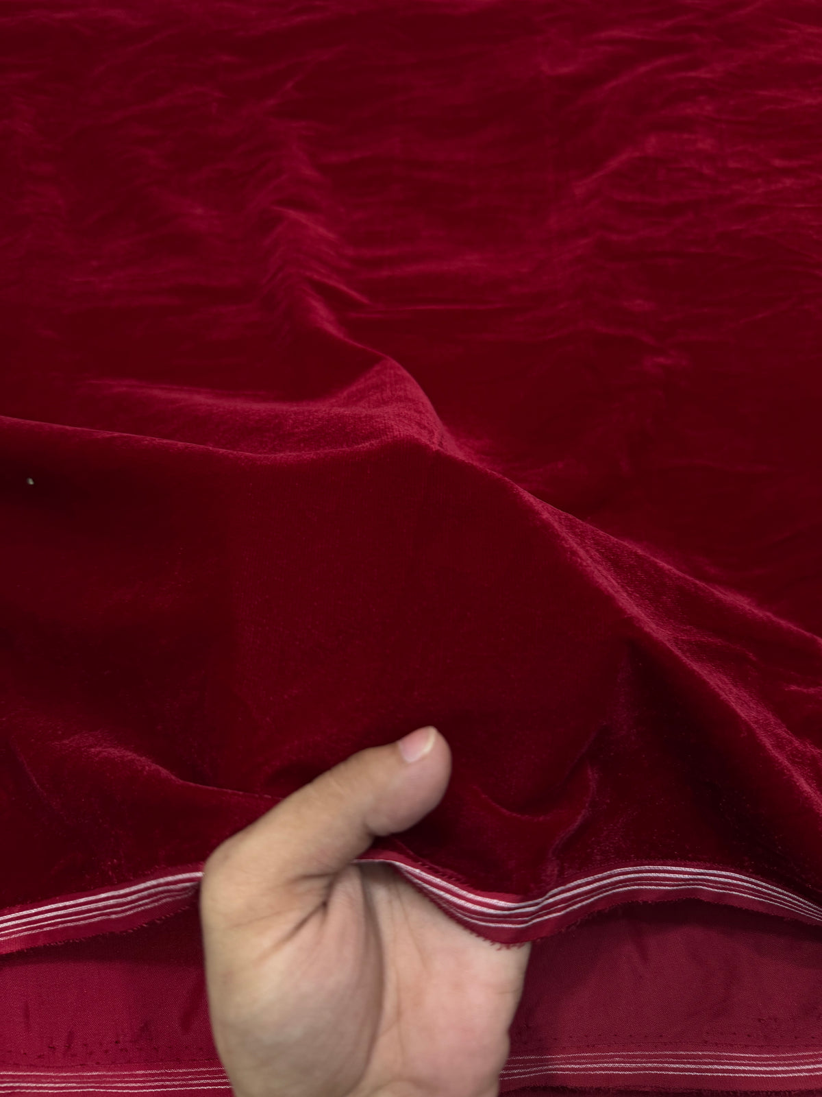 Buy Solid Deep Red Velvet Fabric