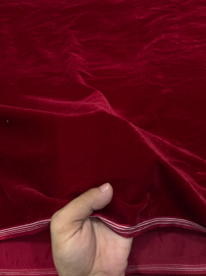Buy Solid Deep Red Velvet Fabric