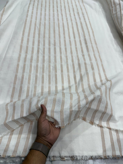 Buy Cotton Linen Buckle Olive White Base White Thread Work Fabric - MAF 