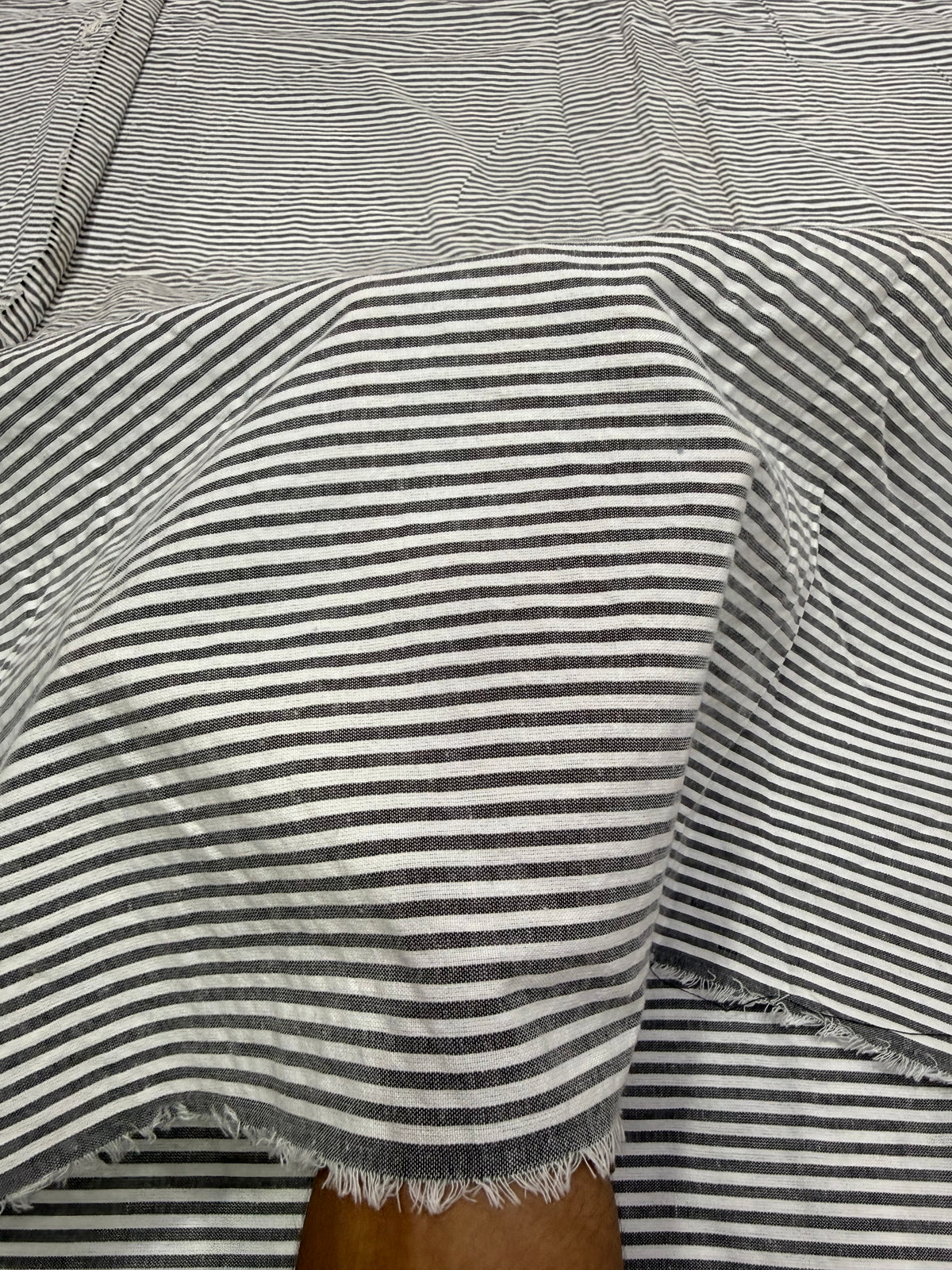 Buy Premium Cotton Seersucker Charcoal Pinstripe Fabric