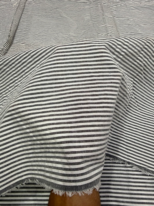Buy Premium Cotton Seersucker Charcoal Pinstripe Fabric