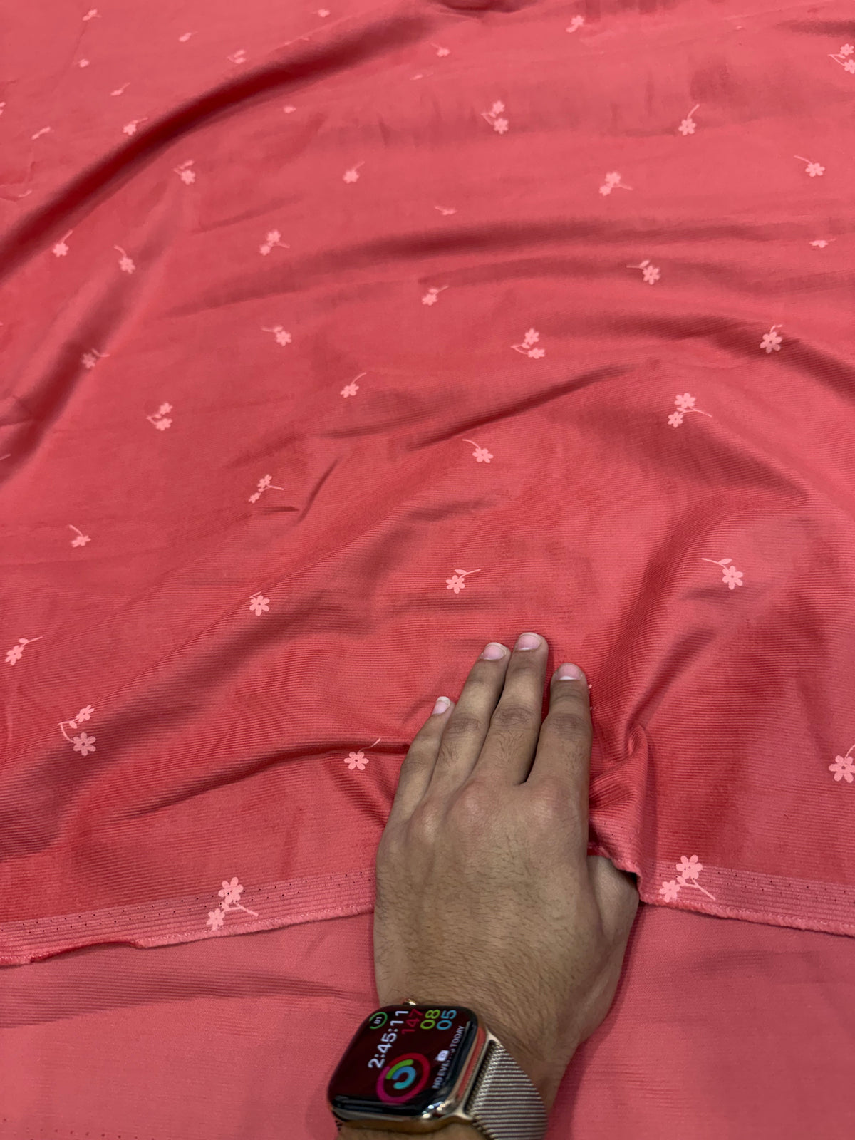 Buy Printed Corduroy Rose Pink Ditsy Floral Fabric